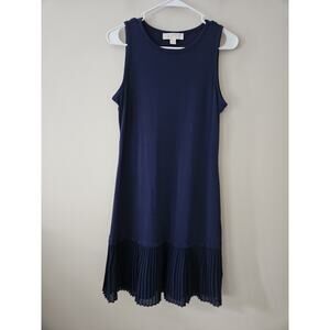 MICHAEL Michael Kors Women Navy Blue Sleeveless Pleated Hem Dress Size XS